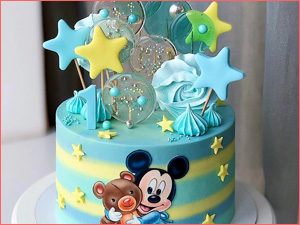 Голубой торт для мальчика с Мики Маусом