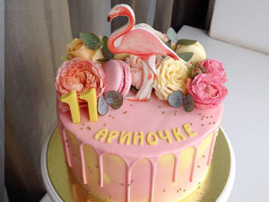 Торт розовый девочки на день рождение 11 лет