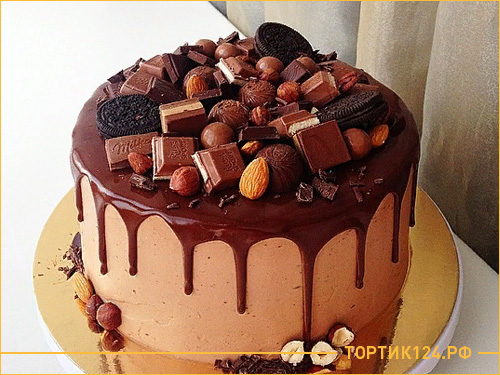 Большой сладкий шоколадный торт на заказ